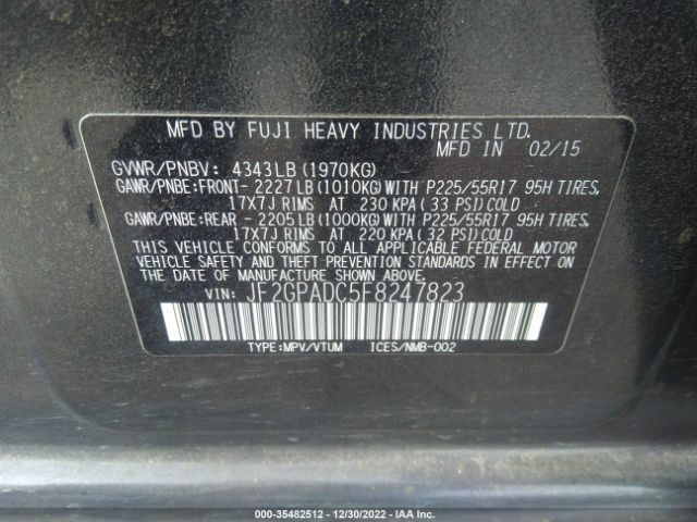 JF2GPADC5F8247823 Subaru Xv Crosstrek Premium