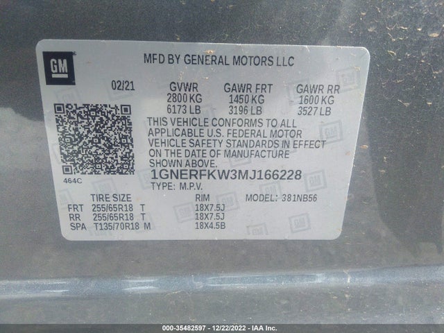 2021 Chevrolet Traverse, VIN: 1GNERFKW3MJ166228