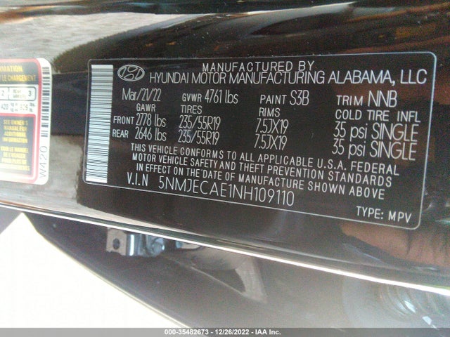 2022 Hyundai Tucson, VIN: 5NMJECAE1NH109110
