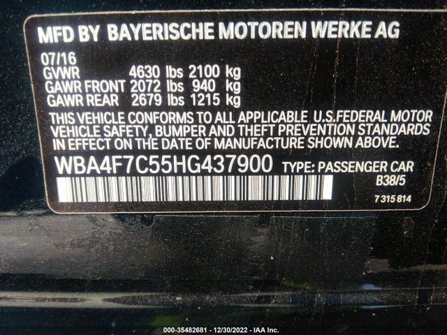 2017 BMW 4 Series, VIN: WBA4F7C55HG437900