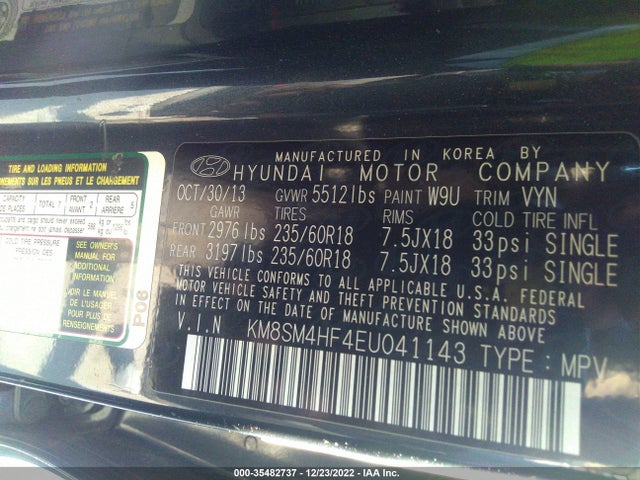 Hyundai Santa Fe Gls 2014 KM8SM4HF4EU041143 Image 9
