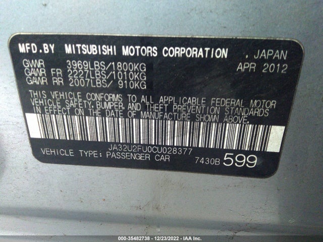 JA32U2FU0CU028377 Mitsubishi LANCER ES