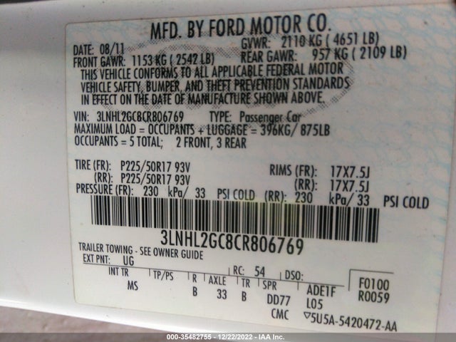 Lincoln MKZ 2012 3LNHL2GC8CR806769 Image 9