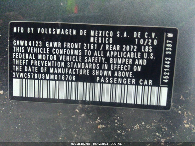 2021 Volkswagen Jetta, VIN: 3VWC57BU9MM016706