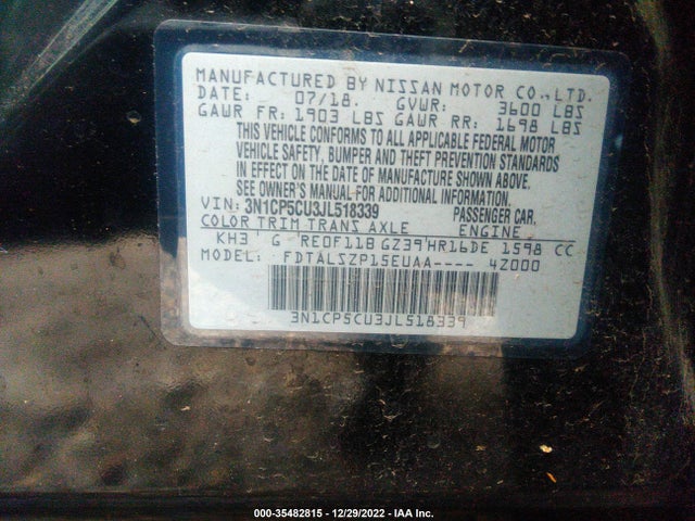 2018 Nissan Kicks, VIN: 3N1CP5CU3JL518339