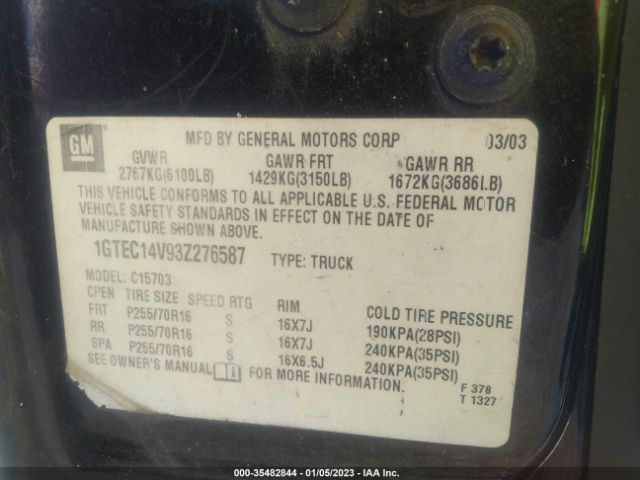 1GTEC14V93Z276587 GMC SIERRA 1500