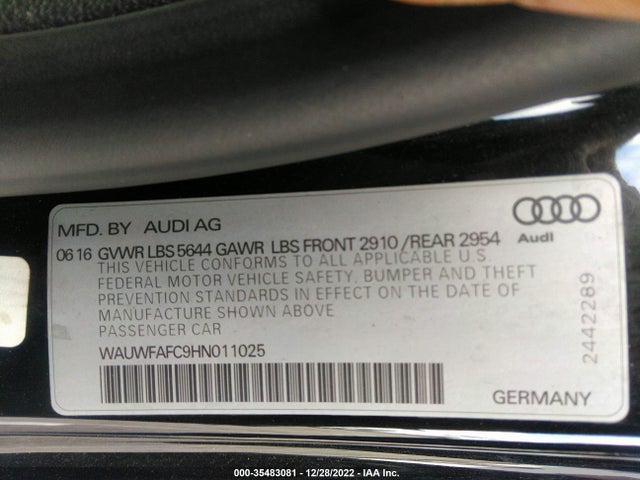 2017 Audi S7, VIN: WAUWFAFC9HN011025