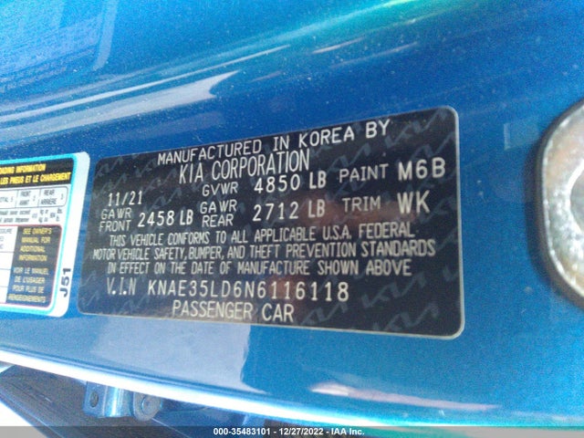 2022 Kia Stinger, VIN: KNAE35LD6N6116118