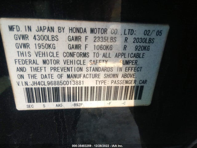 Acura TSX 2005 JH4CL96885C013881 Image 10