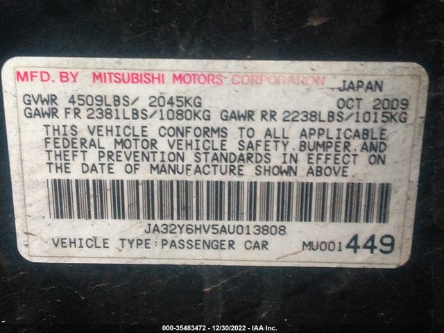 JA32Y6HV5AU013808 Mitsubishi Lancer Ralliart