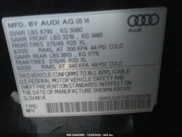 WA1LGAFE9ED020596 Audi Q7 3.0t Premium Plus