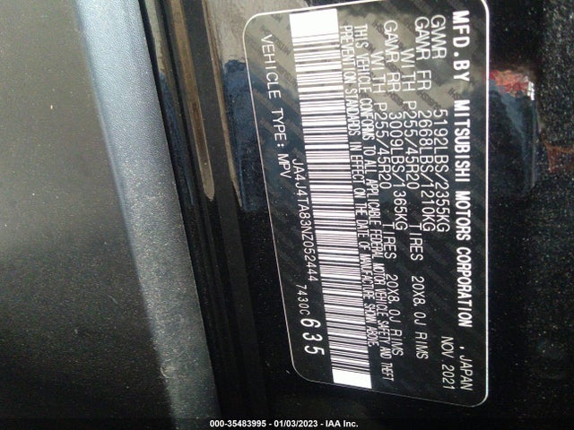 JA4J4TA83NZ052444 Mitsubishi Outlander Es