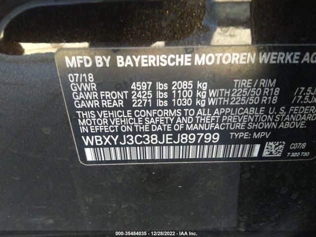 2018 BMW X2, VIN: WBXYJ3C38JEJ89799
