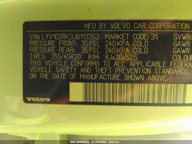LYV102RK3JB113353 Volvo Xc60 Momentum