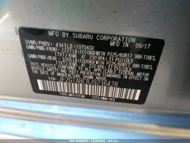 Subaru Crosstrek Premium 2018 JF2GTABC8J9236428 Image 10