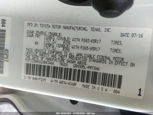 2016 Toyota Tacoma, VIN: 5TFCZ5AN1GX043466