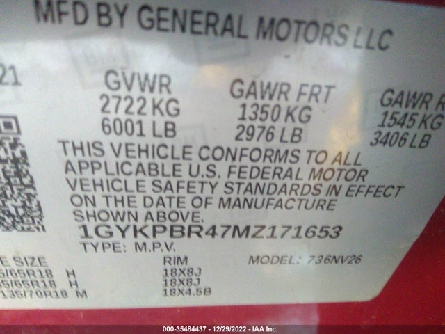 2021 Cadillac XT6, VIN: 1GYKPBR47MZ171653