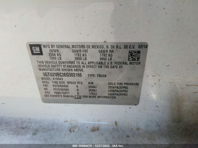 3GTU2VEC3EG382166 GMC Sierra 1500 Slt