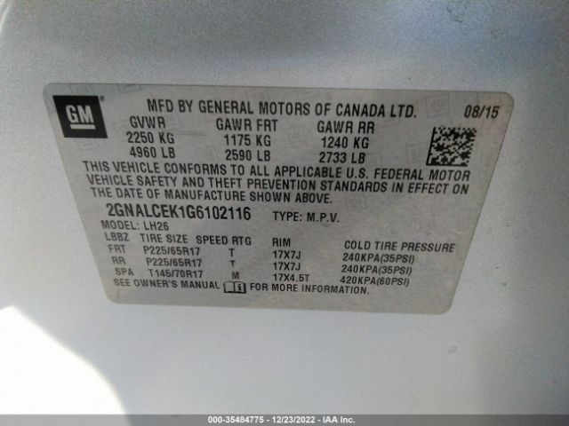 2GNALCEK1G6102116 Chevrolet Equinox