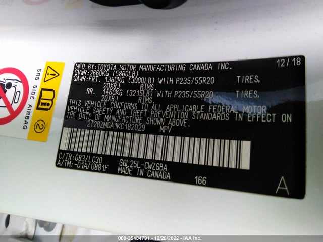 Lexus RX 2019 2T2BZMCA1KC182029 Image 10