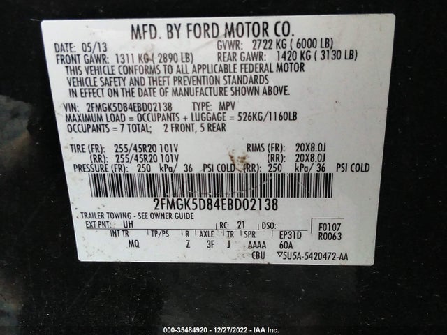 2014 Ford Flex, VIN: 2FMGK5D84EBD02138