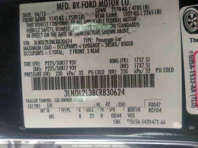 Lincoln MKZ HYBRID 2012 3LNDL2L38CR830624 Image 10