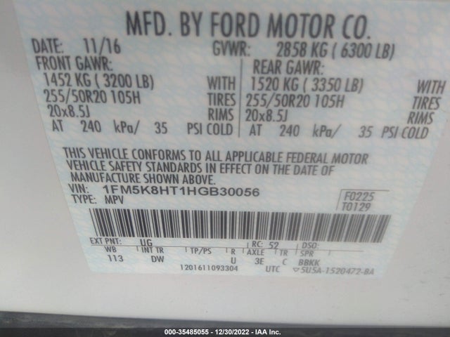 2017 Ford Explorer, VIN: 1FM5K8HT1HGB30056
