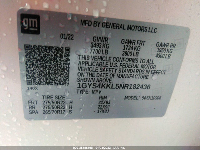 2022 Cadillac Escalade, VIN: 1GYS4KKL5NR182436