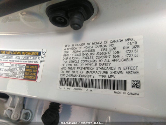 Honda CR-V LX 2019 2HKRW6H39KH209119 Image 9