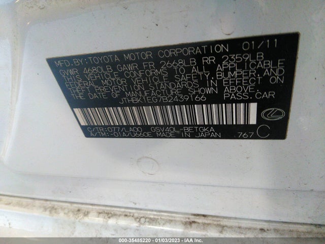 Lexus ES 350 2011 JTHBK1EG7B2439166 Image 10