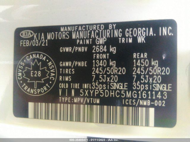 5XYP5DHC5MG161143 KIA Telluride Sx