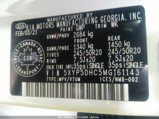 5XYP5DHC5MG161143 KIA Telluride Sx