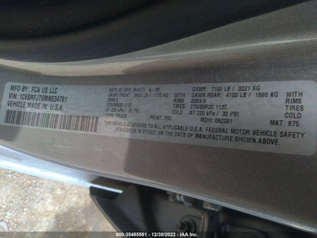 RAM 1500 Laramie 2021 1C6SRFJT6MN534761 Image 10