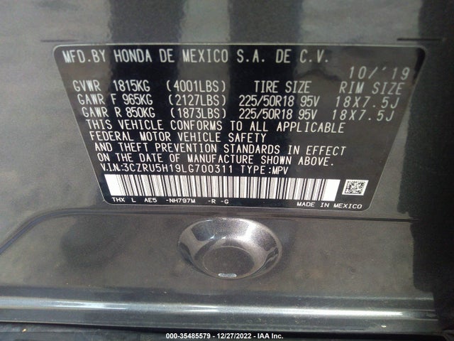 2020 Honda HR-V, VIN: 3CZRU5H19LG700311