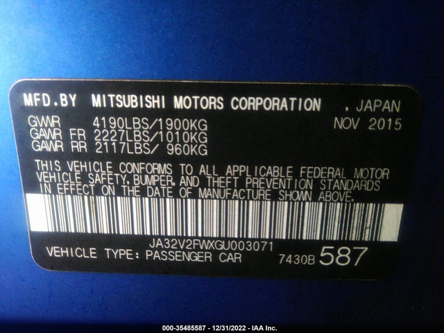 JA32V2FWXGU003071 Mitsubishi Lancer Se