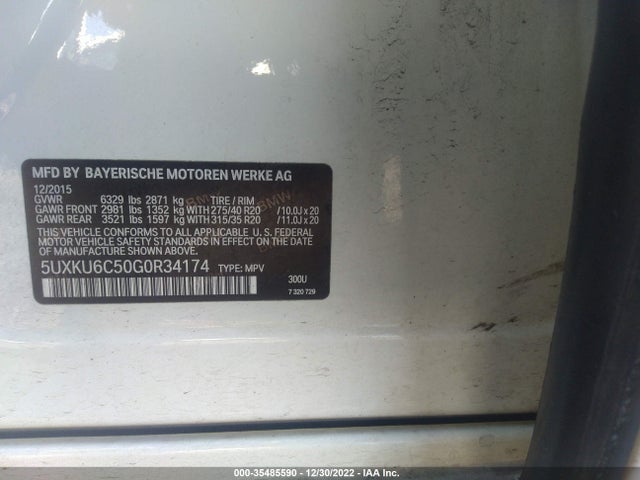 2016 BMW X6, VIN: 5UXKU6C50G0R34174