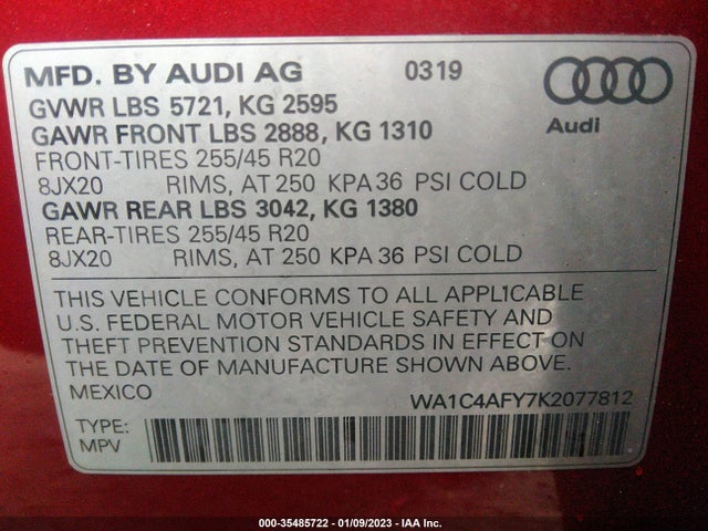 2019 Audi SQ5, VIN: WA1C4AFY7K2077812