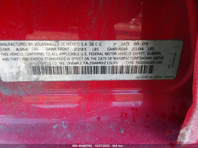 Volkswagen Jetta Sedan Se 2010 3VWRZ7AJ9AM021535 Image 10