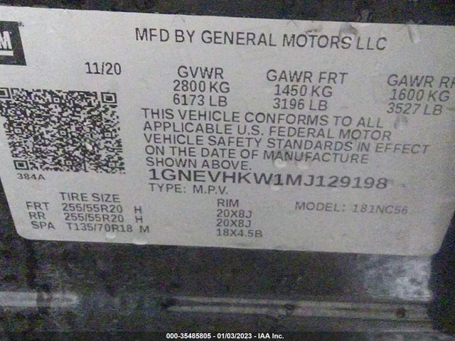 Chevrolet Traverse Lt Leather 2021 1GNEVHKW1MJ129198 Image 9
