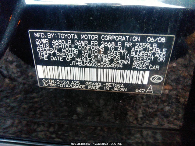 JTHBJ46G282264594 Lexus ES 350