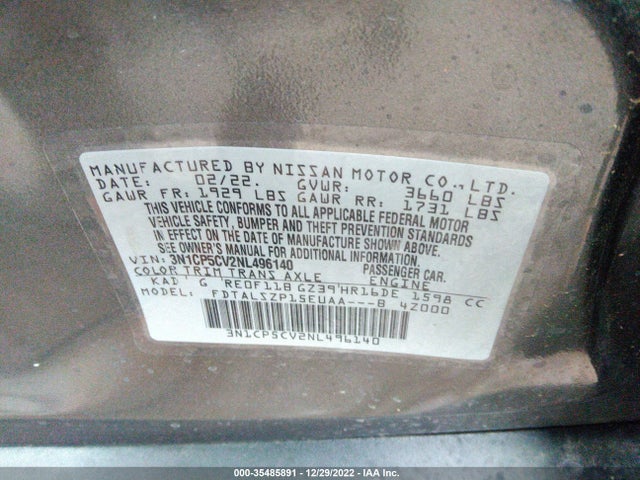 2022 Nissan Kicks, VIN: 3N1CP5CV2NL496140