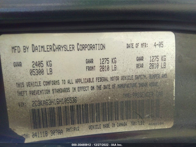 2C3KA63H16H105536 Chrysler 300 C