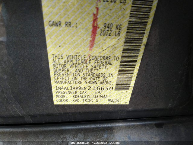 Nissan Altima 2.5 S 2014 1N4AL3AP9EN216650 Image 9
