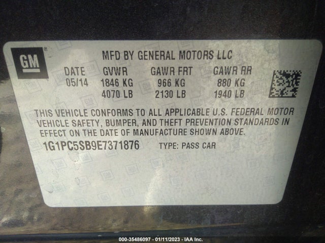 Chevrolet Cruze 1lt 2014 1G1PC5SB9E7371876 Image 11