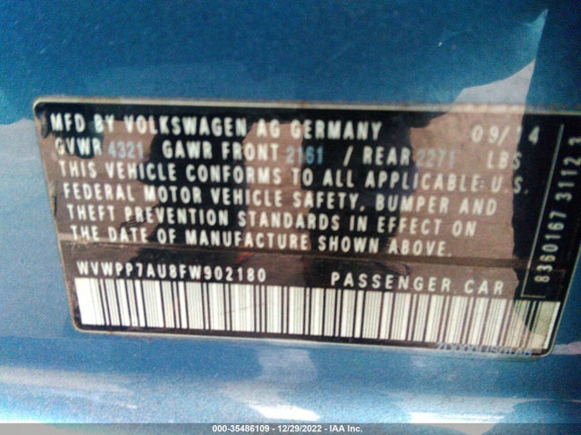 2015 Volkswagen Golf, VIN: WVWPP7AU8FW902180