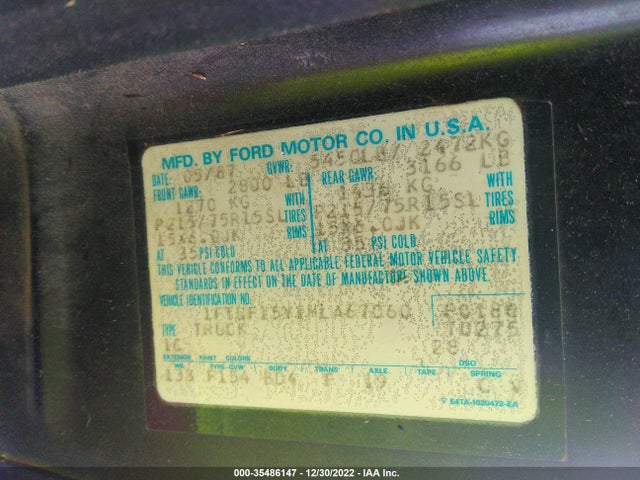 1987 FORD F150 VIN: 1FTDF15Y1HLA67060