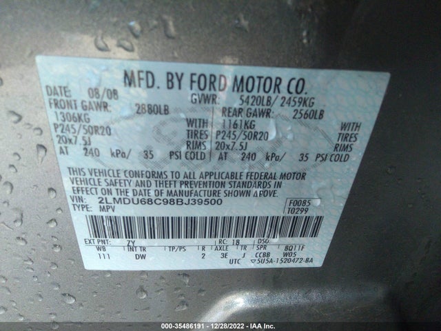 Lincoln MKX 2008 2LMDU68C98BJ39500 Image 14