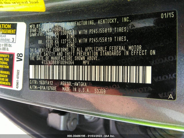 2015 Toyota Venza, VIN: 4T3ZA3BB9FU094064
