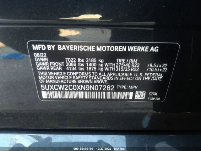 5UXCW2C0XN9N07282 BMW X7 Xdrive40i