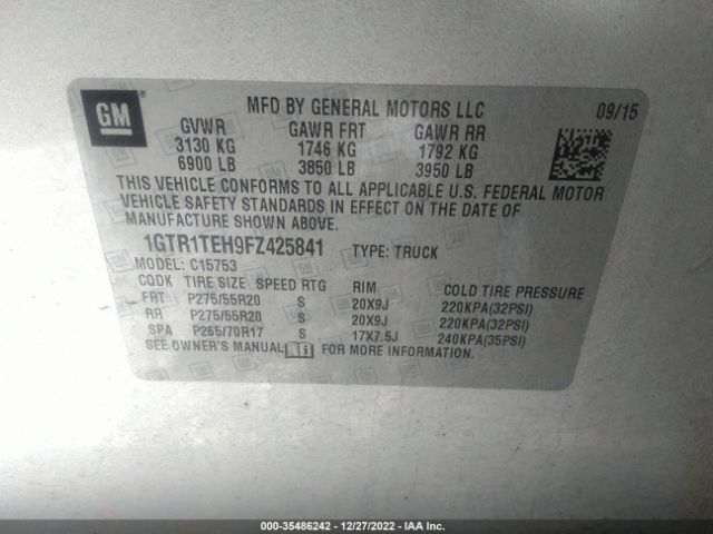 1GTR1TEH9FZ425841 GMC SIERRA 1500